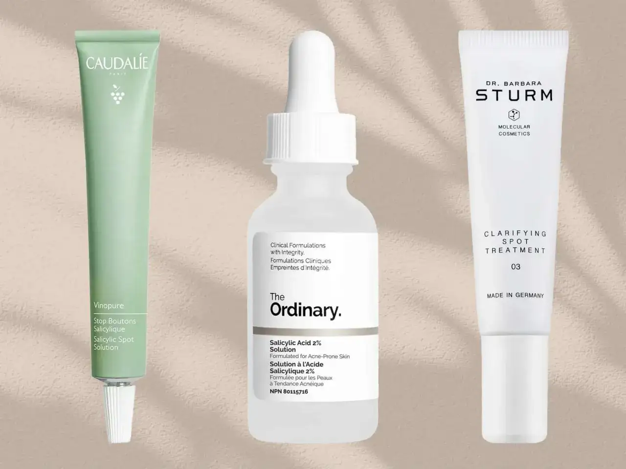 Produkty z kwasem salicylowym od Caudalie, The Ordinary i Dr. Barbary Sturm pomogą Ci szybko pozbyć się pryszcza.